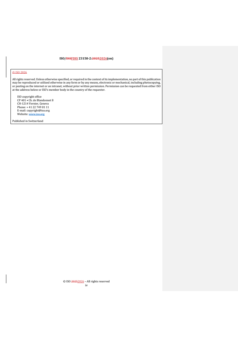 ISO 23150-2 REDLINE ISO/FDIS 23150-2 - Road vehicles — Logical interface between sensors and data fusion unit for automated driving functions — Part 2: Object level interfaces/11/2026 - Page 4 preview
