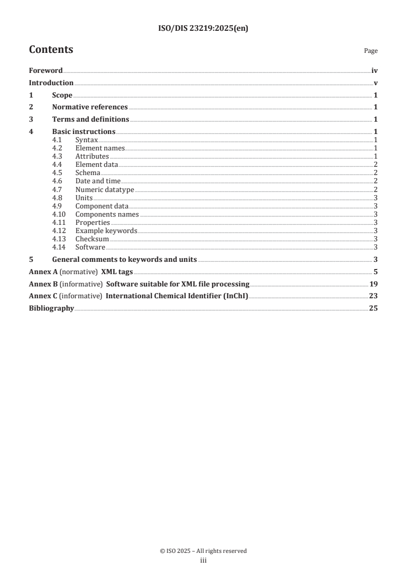 ISO 23219 ISO/FDIS 23219 - Natural gas — Format for data from gas chromatograph analysers for natural gas — XML file format/14/2025 - Page 3 preview