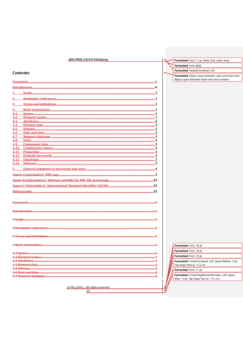 ISO 23219 REDLINE ISO/FDIS 23219 - Natural gas — Format for data from gas chromatograph analysers for natural gas — XML file format - Page 3 preview