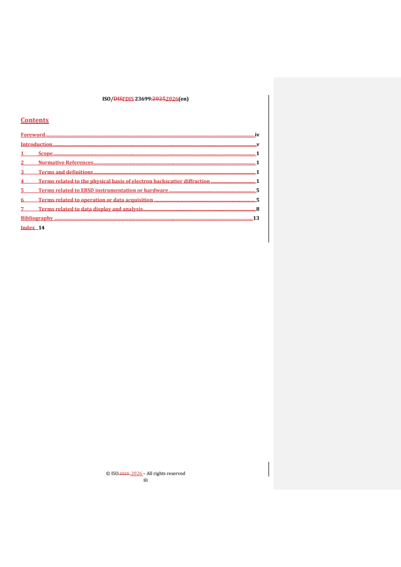 ISO 23699 REDLINE ISO/FDIS 23699 - Microbeam analysis — Electron backscatter diffraction — Vocabulary - Page 3 preview
