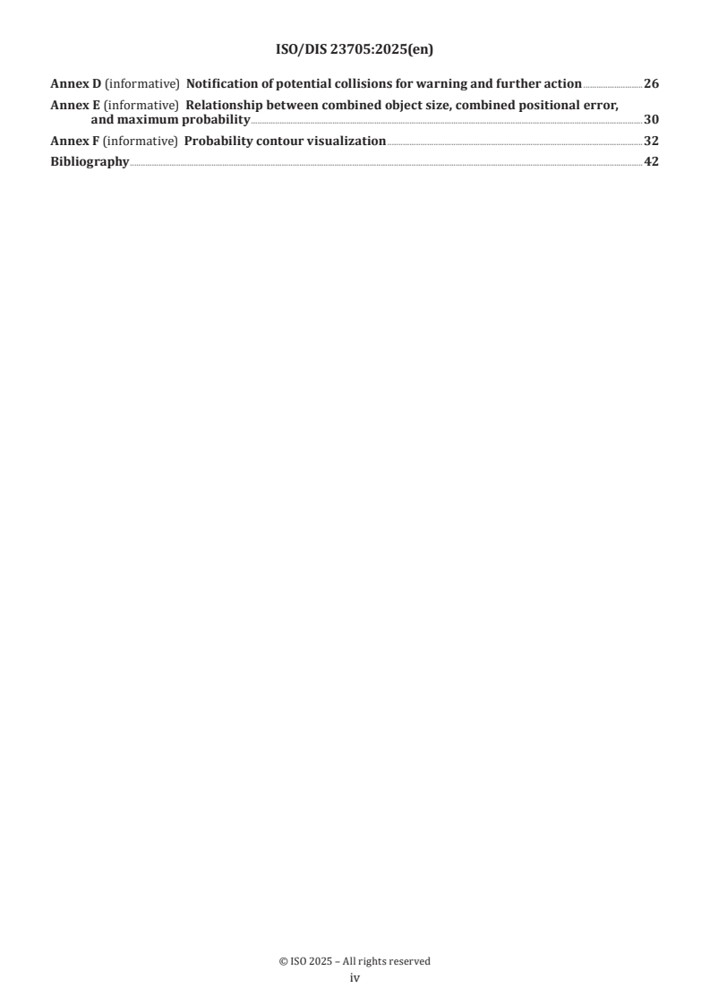 ISO 23705 ISO/FDIS 23705 - Space systems — Identifying, evaluating, and avoiding collisions between orbiting objects/8/2025 - Page 4 preview