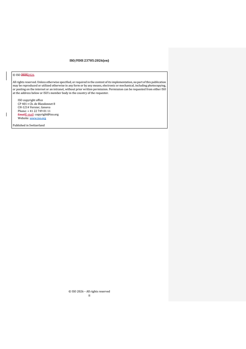 ISO 23705 REDLINE ISO/FDIS 23705 - Space systems — Identifying, evaluating and avoiding collisions between orbiting objects - Page 2 preview