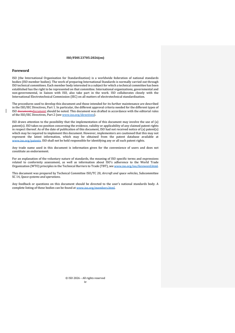 ISO 23705 REDLINE ISO/FDIS 23705 - Space systems — Identifying, evaluating and avoiding collisions between orbiting objects - Page 4 preview