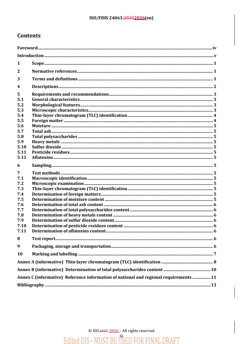 ISO 24063:2026 REDLINE ISO/FDIS 24063 - Traditional Chinese medicine — Ziziphus jujuba fruit
Released:6. 02. 2026 - Page 3 preview