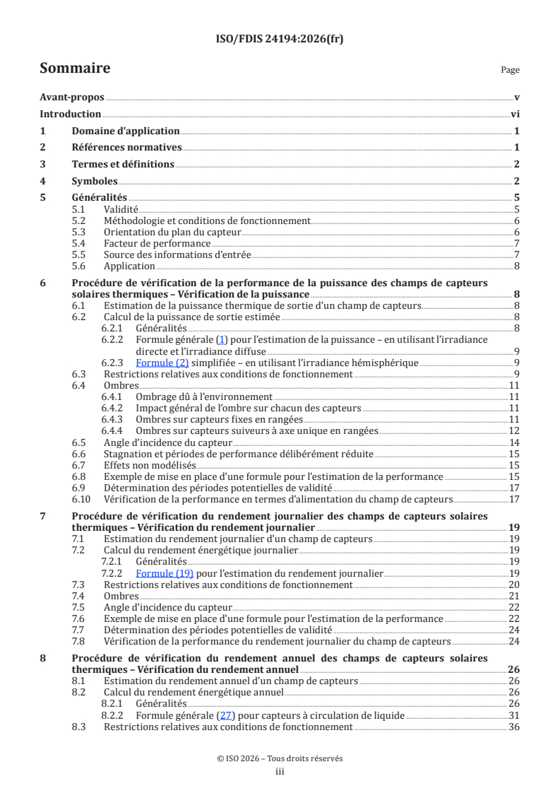 ISO/FDIS 24194 ISO/FDIS 24194 - Energie solaire — Champs de capteurs — Vérification de la performance - Page 3 preview