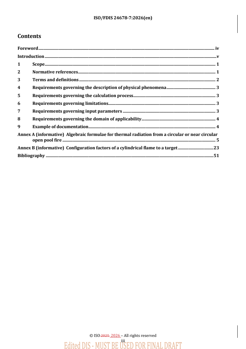 ISO/FDIS 24678-7 REDLINE ISO/FDIS 24678-7 - Fire safety engineering — Requirements governing algebraic formulae — Part 7: Radiation heat flux received from an open pool fire - Page 3 preview