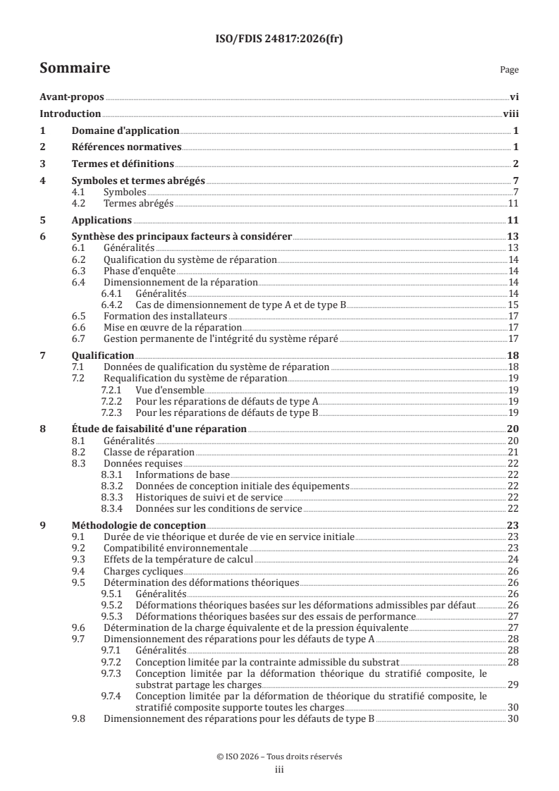 ISO/FDIS 24817 ISO/FDIS 24817 - Industries du petrole et du gaz, y compris les énergies à faible teneur en carbone — Reparations en materiau composite pour tuyauterie — Conformite aux exigences de performance et conception, installation, essai et gestion de l’intégrité - Page 3 preview