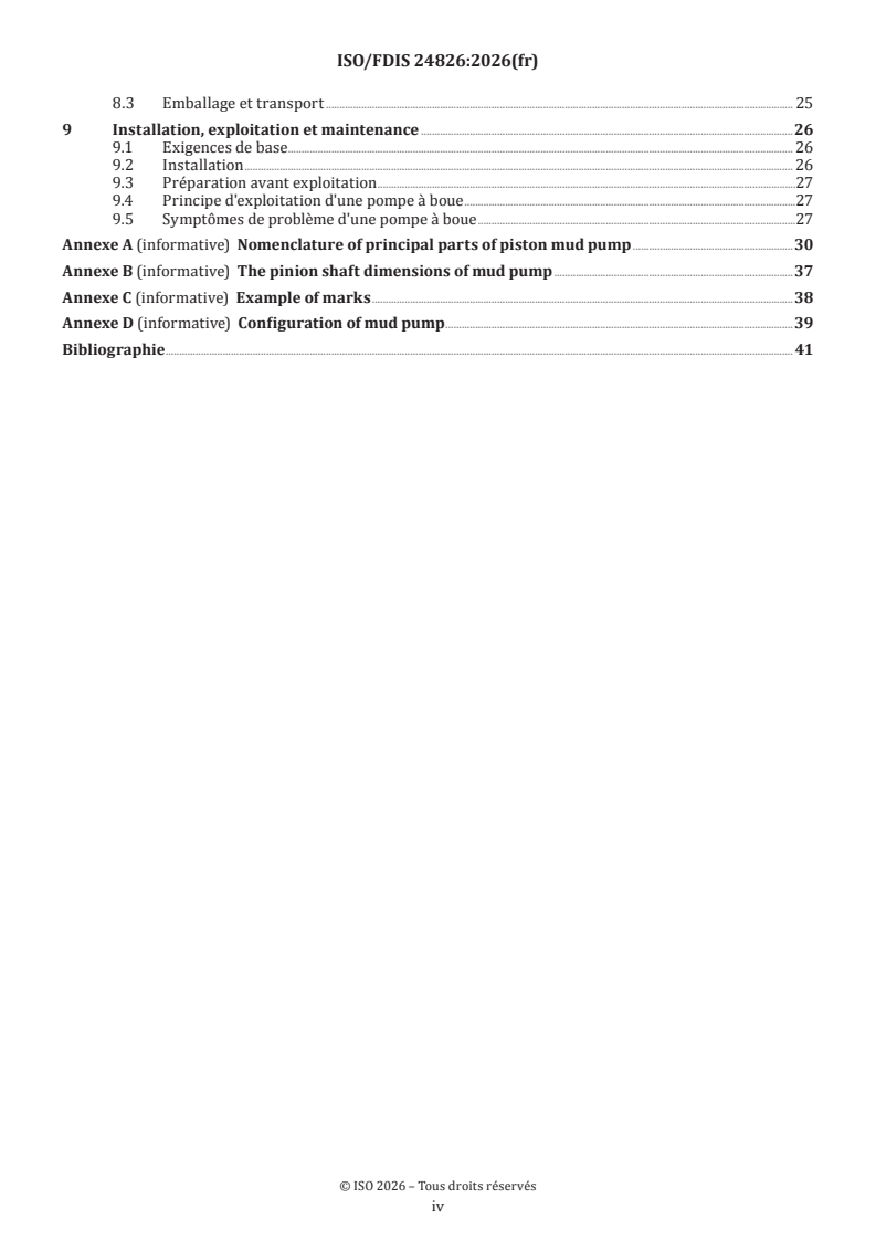ISO/FDIS 24826 ISO/FDIS 24826 - Industries du pétrole et du gaz, y compris les énergies à faible teneur en carbone — Équipements de forage, de production et d'injection — Pompes à boue - Page 4 preview