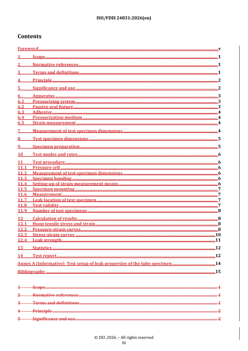ISO/FDIS 24831 REDLINE ISO/FDIS 24831 - Fine ceramics (advanced ceramics, advanced technical ceramics) — Mechanical properties of ceramic matrix composite at ambient temperature in air atmospheric pressure — Determination of leak strength of tubes - Page 3 preview