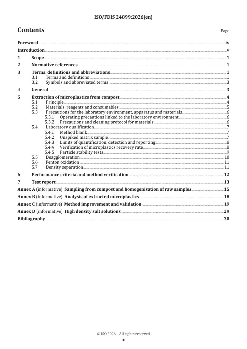 ISO/FDIS 24899 ISO/FDIS 24899 - Plastics — Method for the extraction of microplastics from compost samples - Page 3 preview