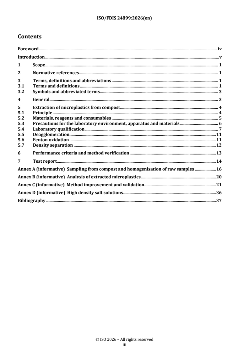 ISO/FDIS 24899 REDLINE ISO/FDIS 24899 - Plastics — Method for the extraction of microplastics from compost samples - Page 3 preview