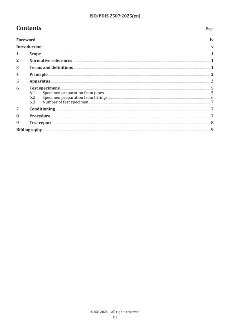 ISO 2507 ISO/FDIS 2507 - Thermoplastics pipes and fittings — Vicat softening temperature: General test method and test conditions for vinyl chloride-based (PVC-U, PVC-C, PVC-Hi) and acryl nitrile-based (ABS, ASA) pipes and fittings
Released:10/1/2025 - Page 3 preview