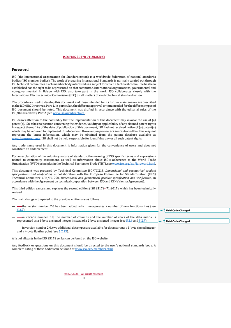 ISO/FDIS 25178-71 REDLINE ISO/FDIS 25178-71 - Geometrical product specifications (GPS) — Surface texture: Areal — Part 71: Surface data file (SDF) file format - Page 4 preview