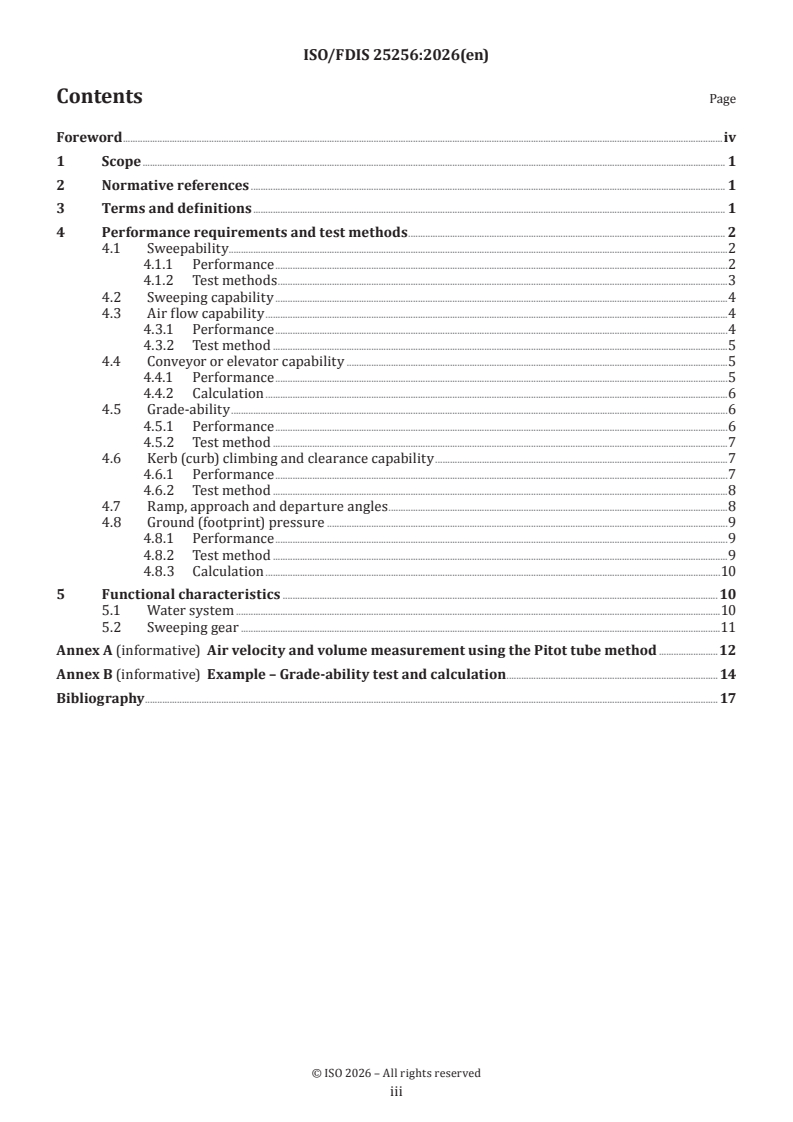 ISO/FDIS 25256 ISO/FDIS 25256 - Road sweepers — Performance requirements and test methods - Page 3 preview