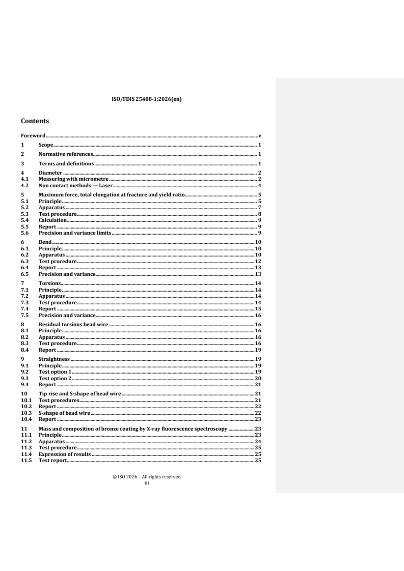 ISO/FDIS 25408-1 REDLINE ISO/FDIS 25408-1 - Testing method for bead wire — Part 1: General requirements - Page 3 preview