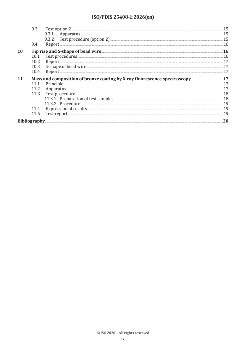 ISO/FDIS 25408-1 ISO/FDIS 25408-1 - Testing method for bead wire — Part 1: General requirements - Page 4 preview