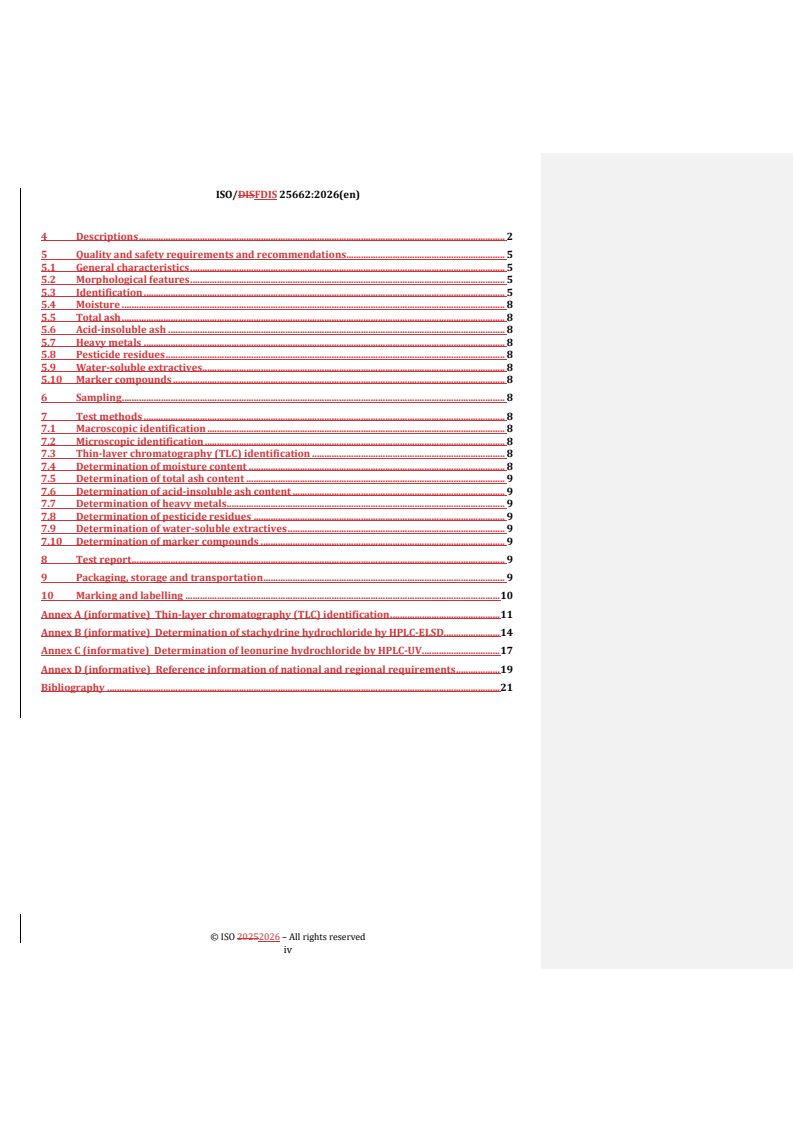 ISO 25662 REDLINE ISO/FDIS 25662 - Traditional Chinese medicine — Leonurus japonicus herb - Page 4 preview