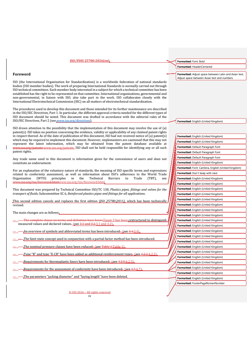 ISO/FDIS 25780 REDLINE ISO/FDIS 25780 - Plastics piping systems for pressure and non-pressure water supply, drainage or sewerage — Glass-reinforced thermosetting plastics (GRP) systems based on unsaturated polyester (UP) resin — Pipes with flexible joints intended to be installed using jacking techniques - Page 4 preview