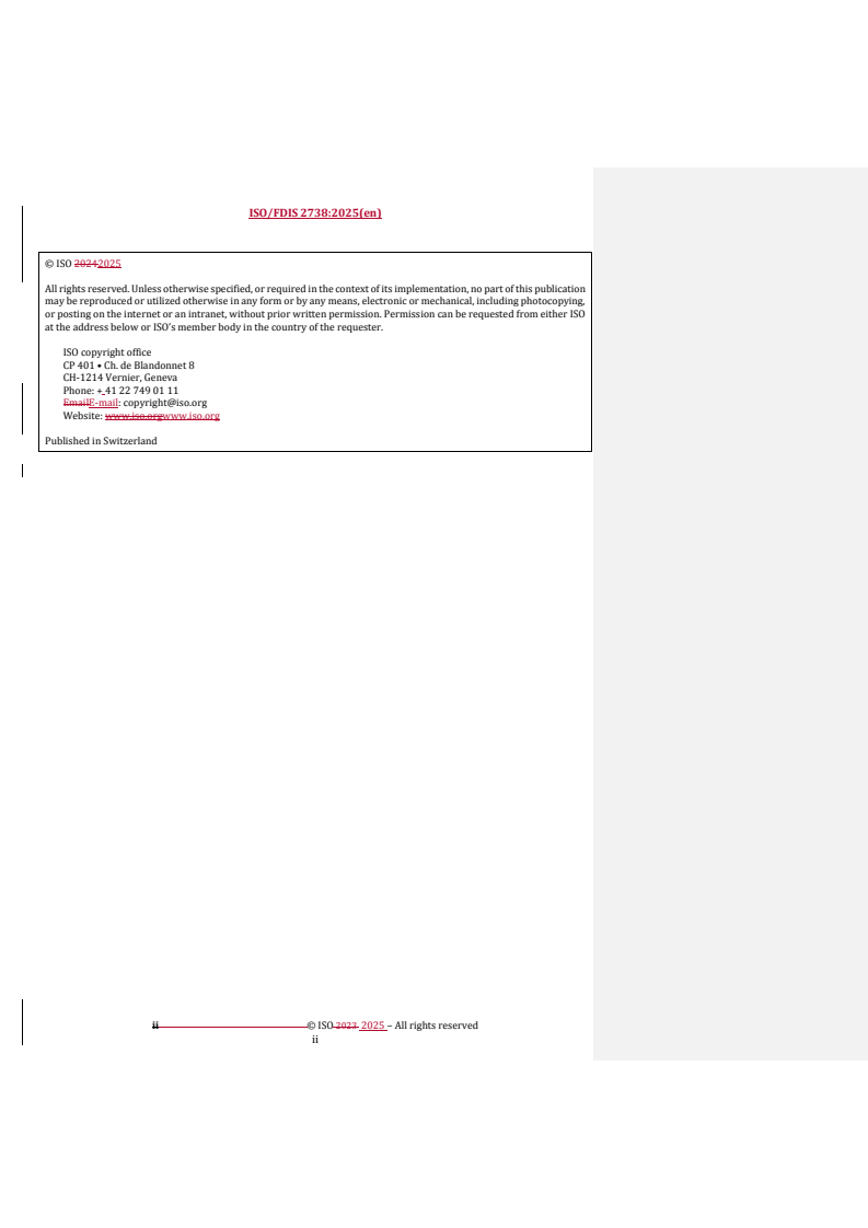 REDLINE ISO/FDIS 2738 - Sintered metal materials, excluding hardmetals — Permeable sintered metal materials — Determination of density, oil content and open porosity
Released:9/25/2025