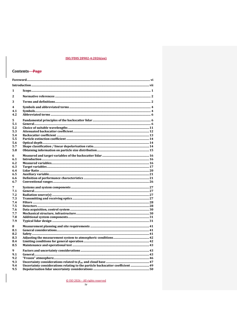 oSIST ISO/FDIS 28902-4:2026 REDLINE ISO/FDIS 28902-4 - Air quality — Environmental meteorology — Part 4: Ground-based remote sensing of meteorological parameters by particle backscatter lidar - Page 4 preview