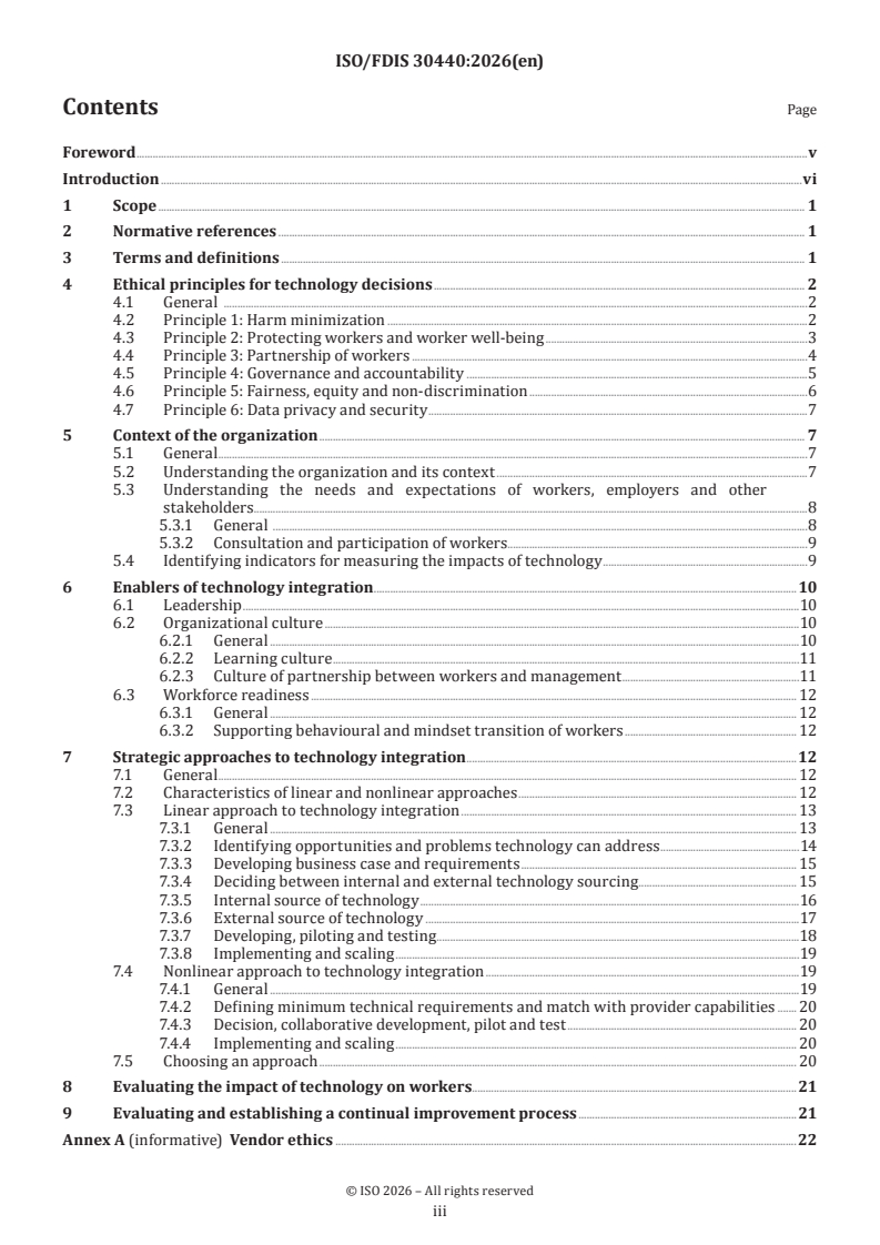 ISO/FDIS 30440 ISO/FDIS 30440 - Human resource management — Strategic and ethical integration of technology - Page 3 preview