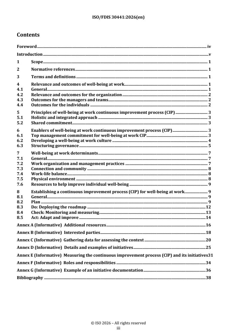 ISO/FDIS 30441 REDLINE ISO/FDIS 30441 - Human resource management — Workforce well-being — Guidelines for thriving workplaces - Page 3 preview