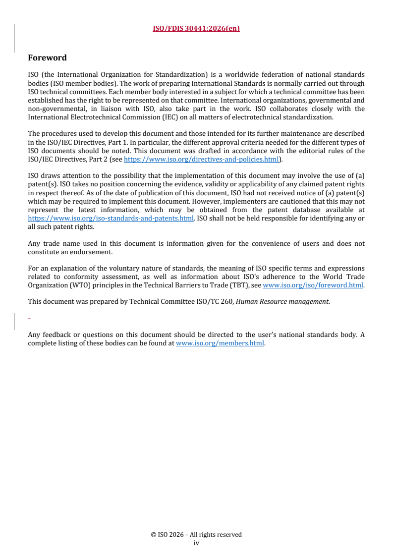 ISO/FDIS 30441 REDLINE ISO/FDIS 30441 - Human resource management — Workforce well-being — Guidelines for thriving workplaces - Page 4 preview