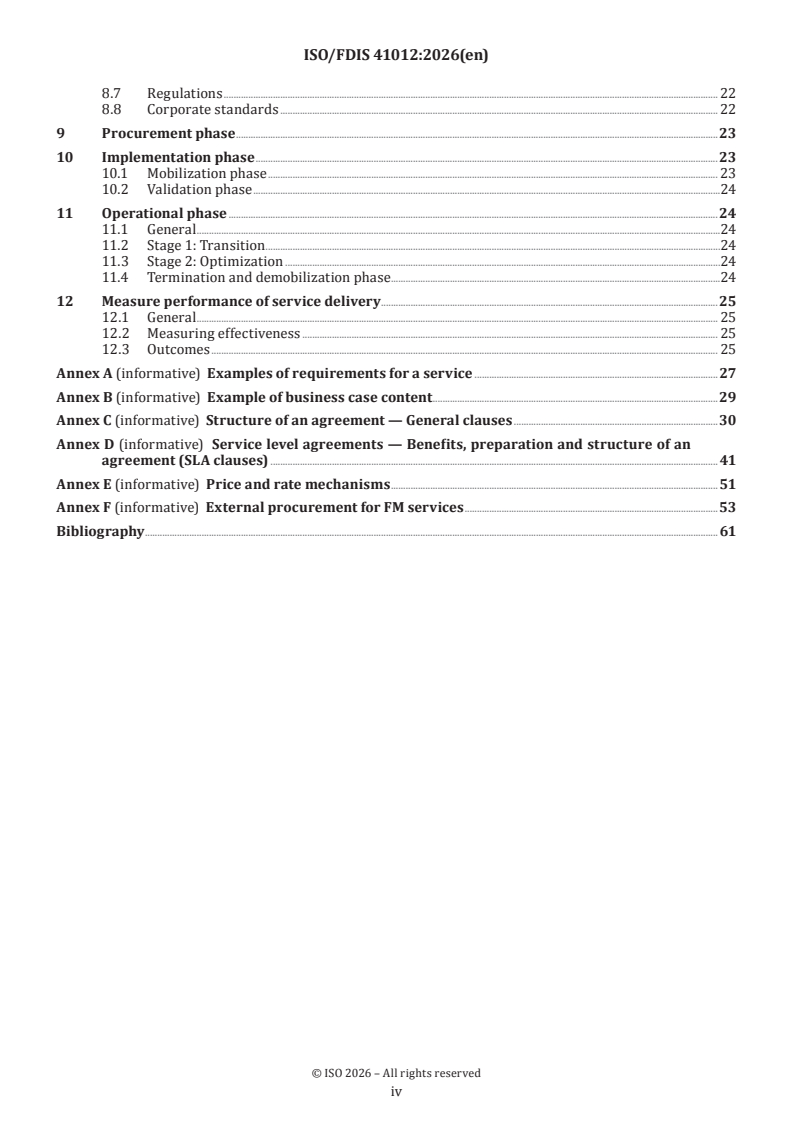 ISO/FDIS 41012 ISO/FDIS 41012 - Facility management — Guidance on strategic sourcing and the development of agreements - Page 4 preview