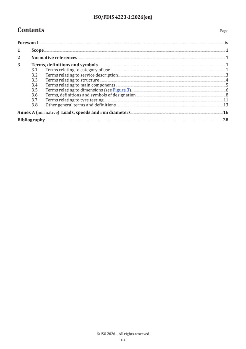 ISO/FDIS 4223-1 ISO/FDIS 4223-1 - Tyre industry — Vocabulary — Part 1: Pneumatic tyres - Page 3 preview