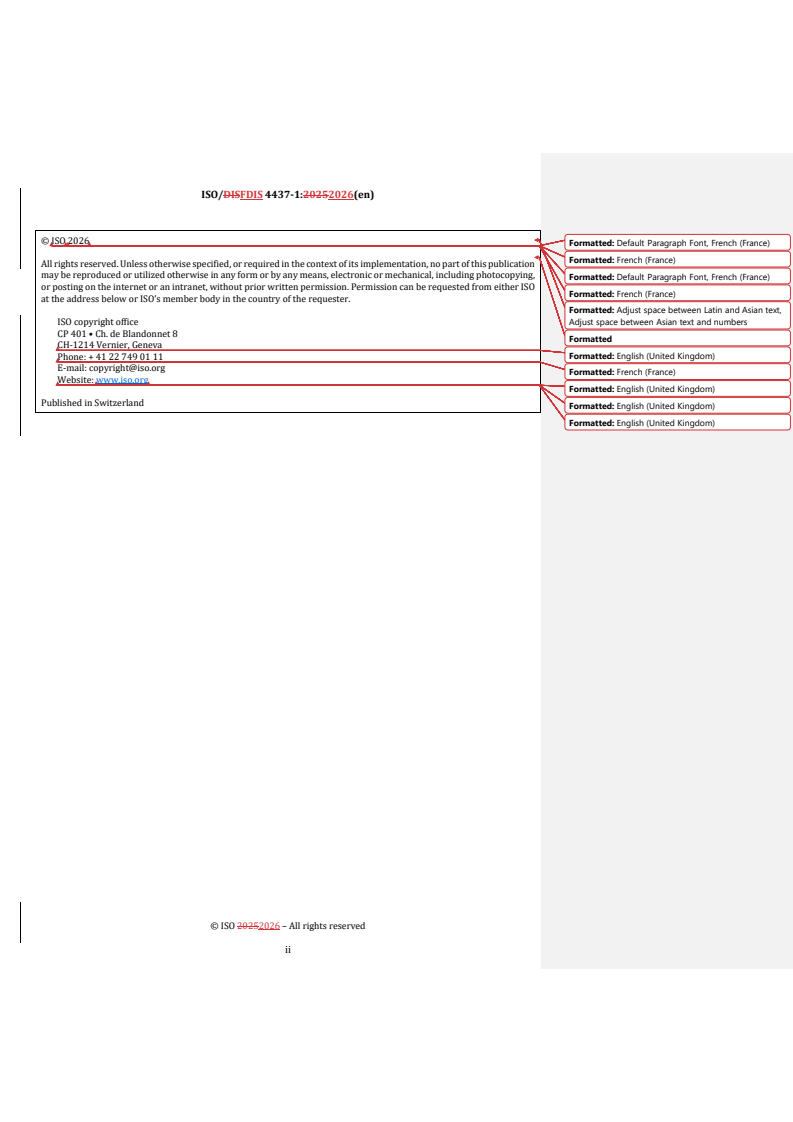 ISO 4437-1 REDLINE ISO/FDIS 4437-1 - Plastics piping systems for the supply of gaseous fuels — Polyethylene (PE) — Part 1: General - Page 2 preview