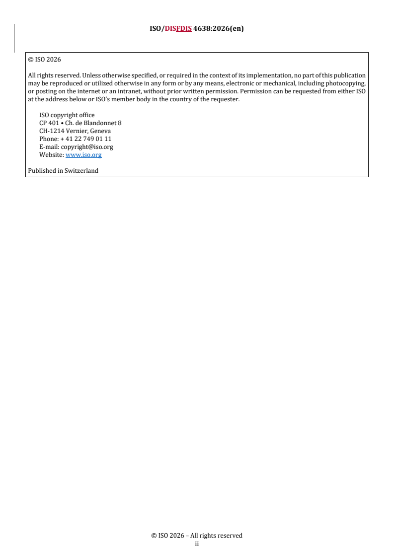 ISO/FDIS 4638 REDLINE ISO/FDIS 4638 - Polymeric materials, cellular flexible — Determination of air flow permeability - Page 2 preview