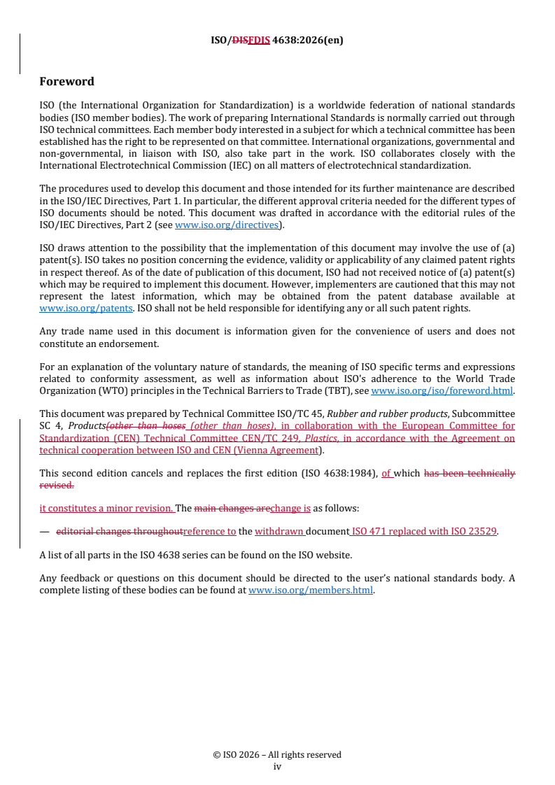 ISO/FDIS 4638 REDLINE ISO/FDIS 4638 - Polymeric materials, cellular flexible — Determination of air flow permeability - Page 4 preview