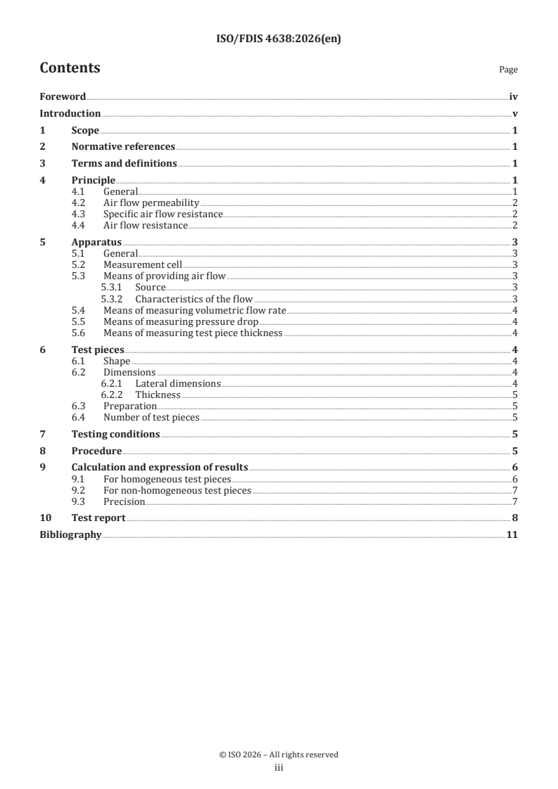 ISO/FDIS 4638 ISO/FDIS 4638 - Polymeric materials, cellular flexible — Determination of air flow permeability - Page 3 preview