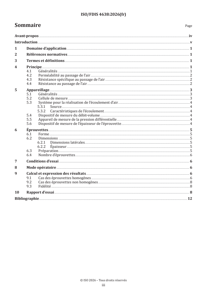 ISO/FDIS 4638 ISO/FDIS 4638 - Matériaux polymères alvéolaires souples — Détermination de la perméabilité à l'air - Page 3 preview