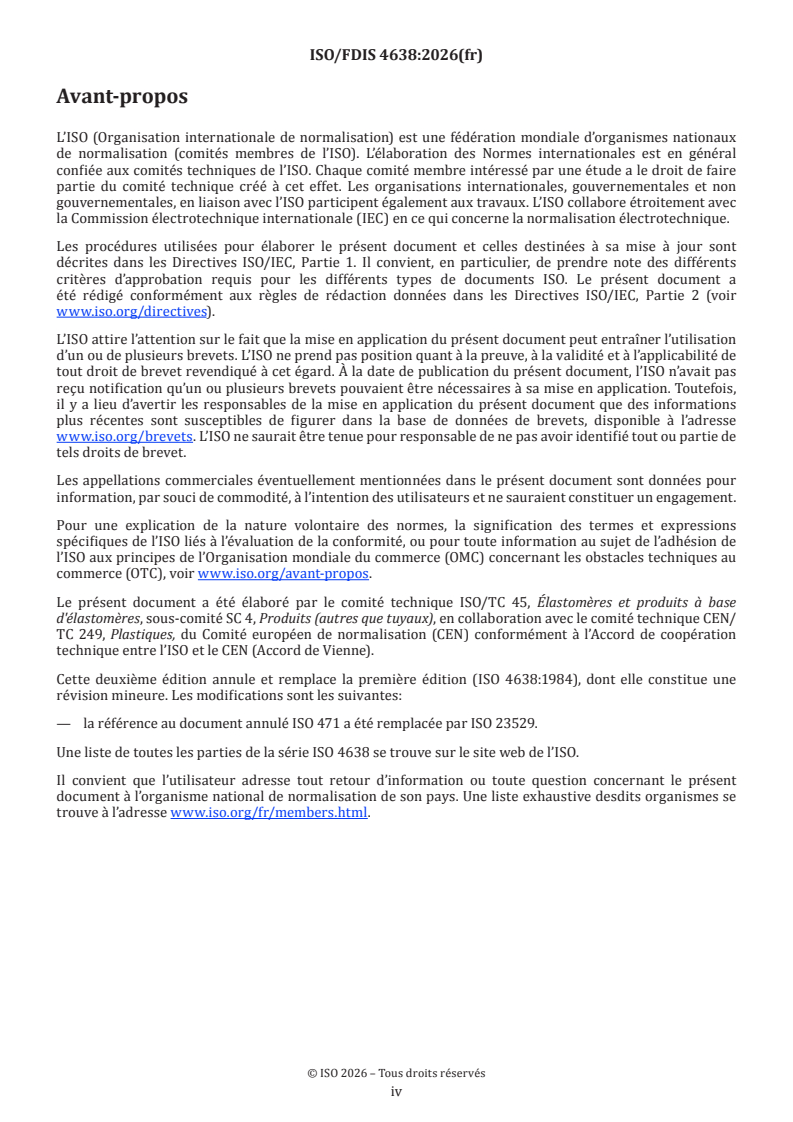 ISO/FDIS 4638 ISO/FDIS 4638 - Matériaux polymères alvéolaires souples — Détermination de la perméabilité à l'air - Page 4 preview