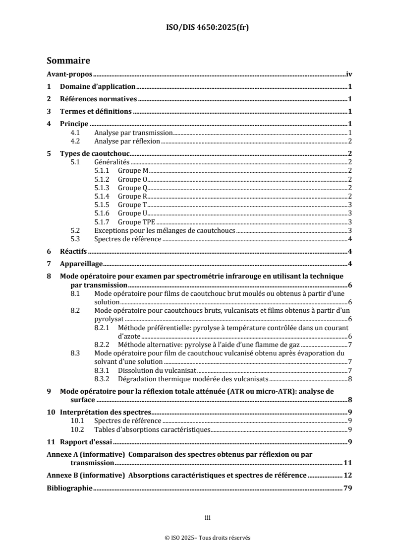 ISO 4650:2026 ISO/FDIS 4650 - Caoutchouc — Identification — Méthodes spectrométriques dans l'infrarouge/7/2025 - Page 3 preview