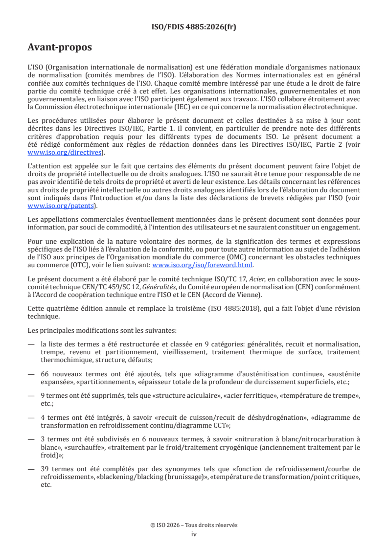 ISO/FDIS 4885 ISO/FDIS 4885 - Matériaux ferreux — Traitements thermiques — Vocabulaire - Page 4 preview