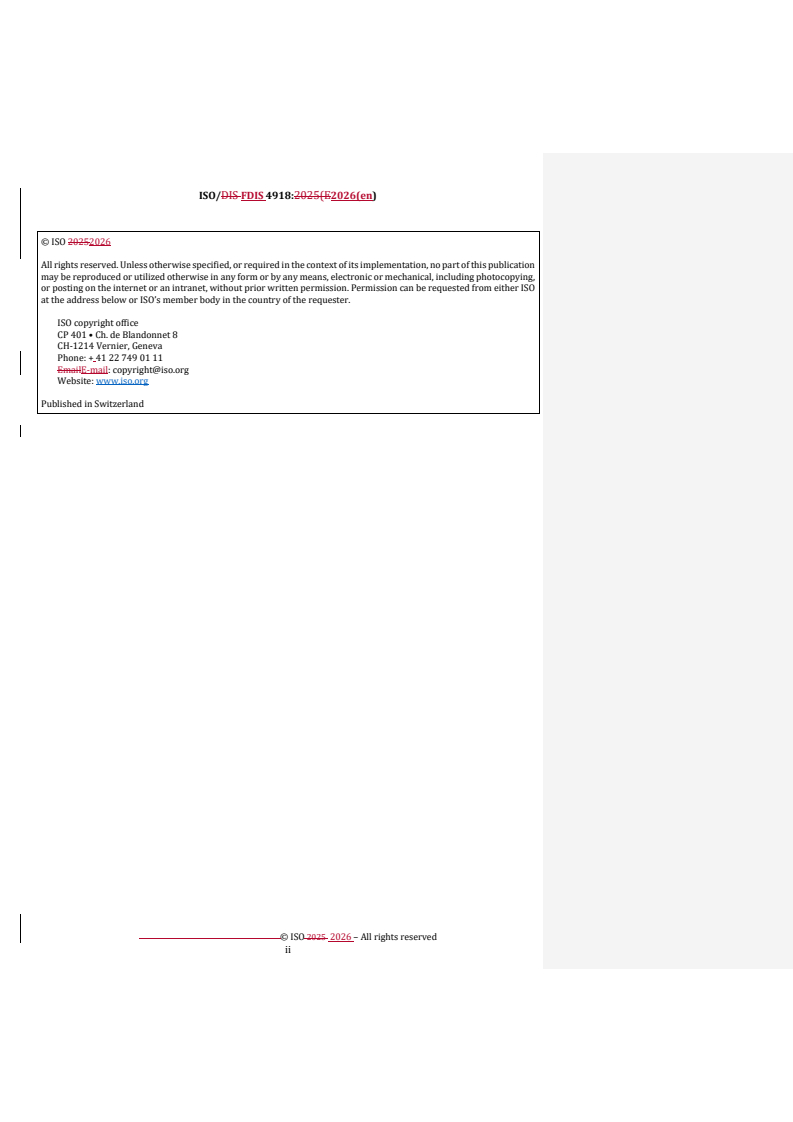 ISO/FDIS 4918 REDLINE ISO/FDIS 4918 - Resilient, textile, laminate and modular mechanical locked floor coverings — Castor chair test - Page 2 preview