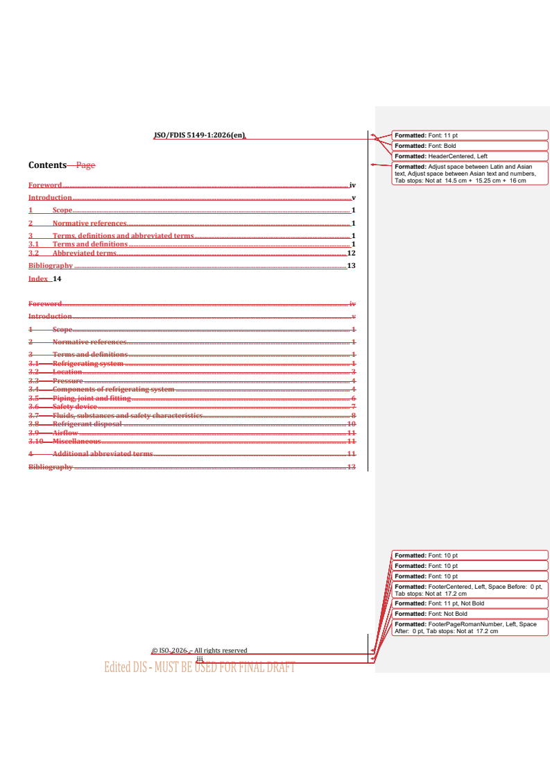 ISO 5149-1 REDLINE ISO/FDIS 5149-1 - Refrigerating systems and heat pumps — Safety and environmental requirements — Part 1: Vocabulary - Page 3 preview