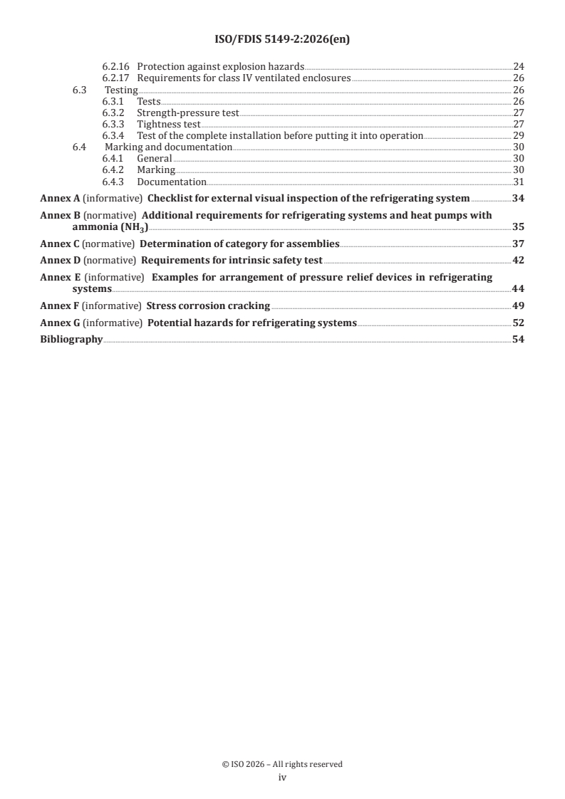 ISO 5149-2 ISO/FDIS 5149-2 - Refrigerating systems and heat pumps — Safety and environmental requirements — Part 2: Design, construction, testing, marking and documentation - Page 4 preview