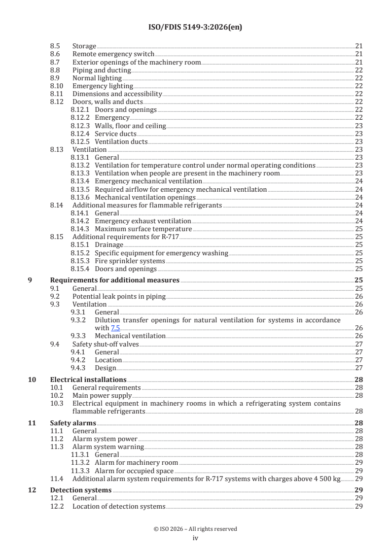 ISO 5149-3 ISO/FDIS 5149-3 - Refrigerating systems and heat pumps — Safety and environmental requirements — Part 3: Installation site, classification and selection criteria - Page 4 preview