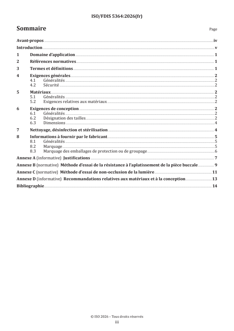 ISO 5364 ISO/FDIS 5364 - Matériel d'anesthésie et de réanimation respiratoire — Canules oropharyngées - Page 3 preview