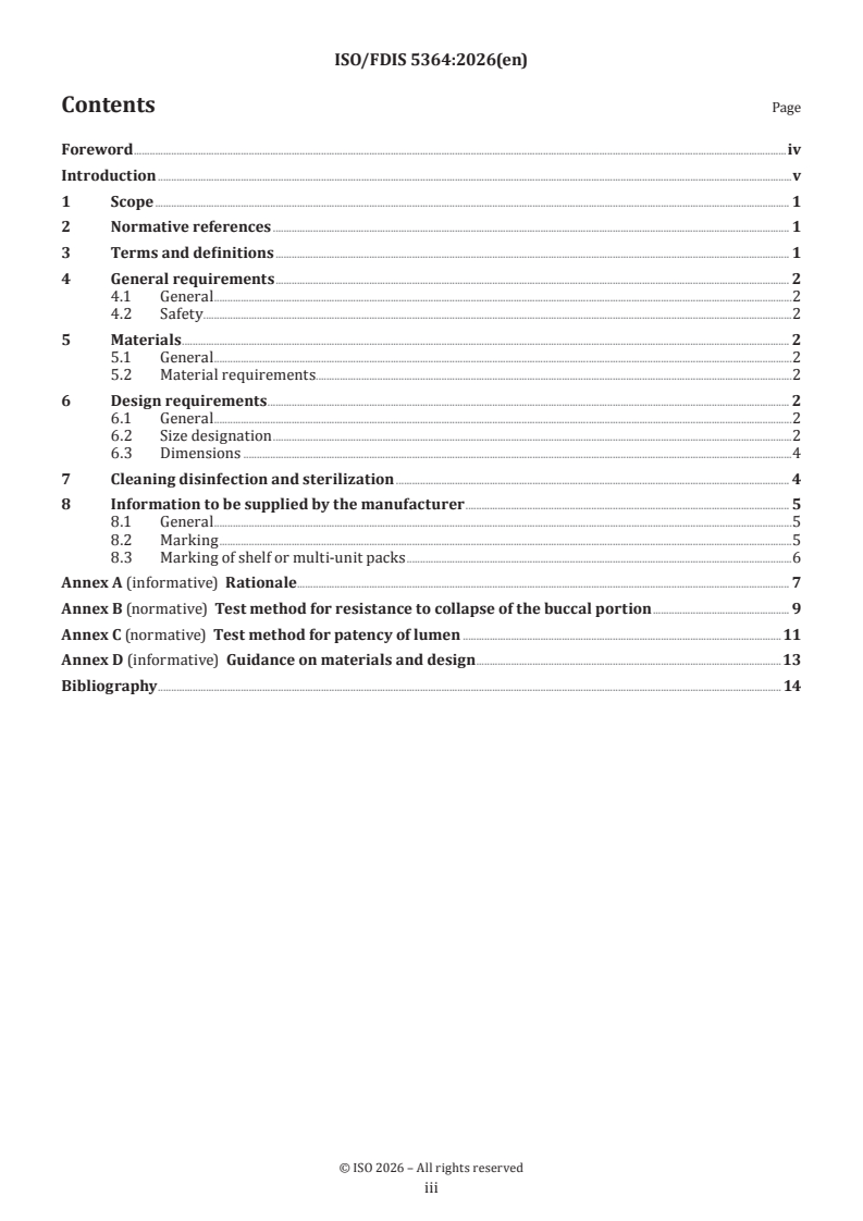 ISO 5364 ISO/FDIS 5364 - Anaesthetic and respiratory equipment — Oropharyngeal airways/13/2026 - Page 3 preview
