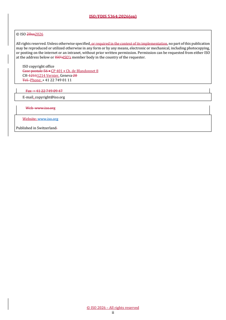ISO 5364 REDLINE ISO/FDIS 5364 - Anaesthetic and respiratory equipment — Oropharyngeal airways/13/2026 - Page 2 preview
