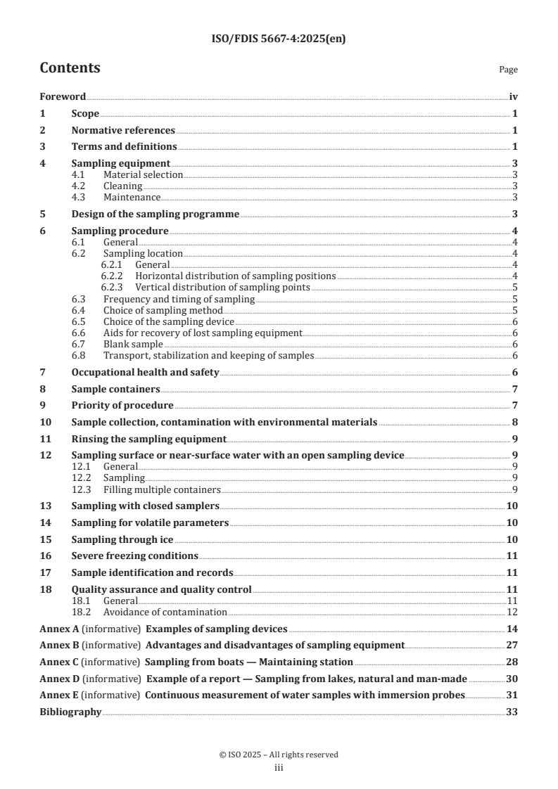 ISO 5667-4 ISO/FDIS 5667-4 - Water quality — Sampling — Part 4: Guidance on sampling from lakes, natural and man-made
Released:10/17/2025 - Page 3 preview