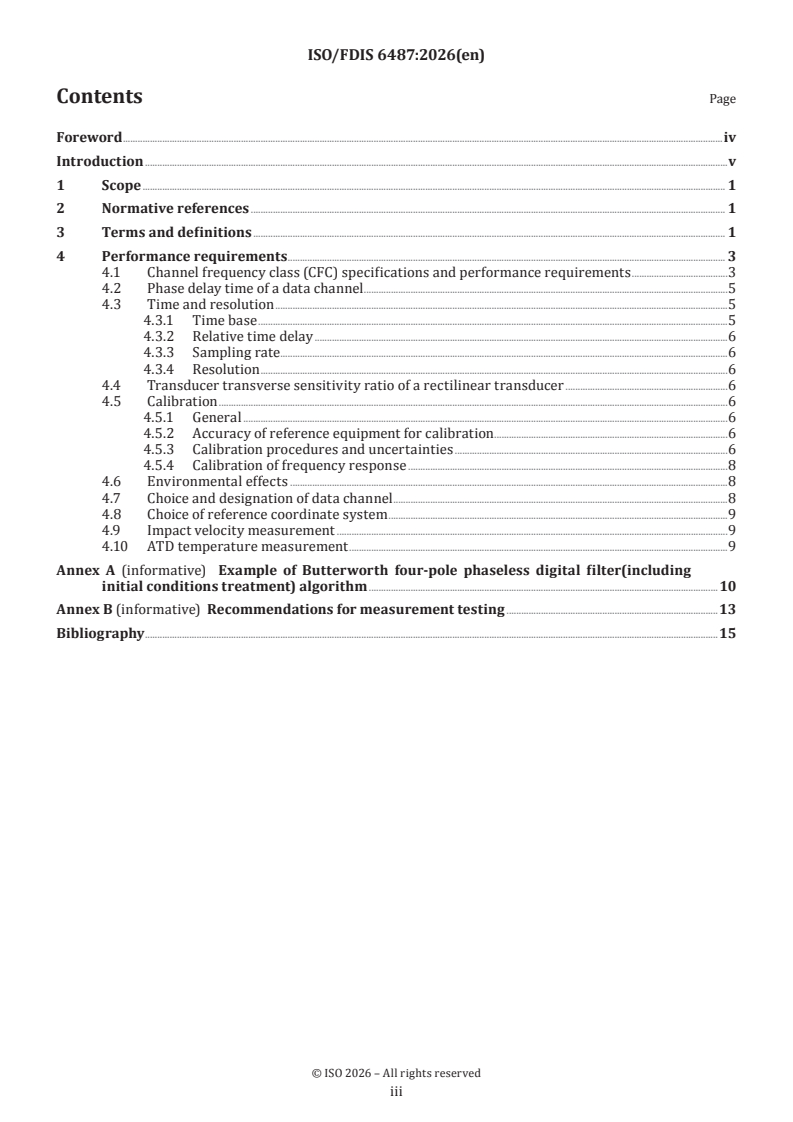 ISO/FDIS 6487 ISO/FDIS 6487 - Road vehicles — Measurement techniques in impact tests — Instrumentation - Page 3 preview