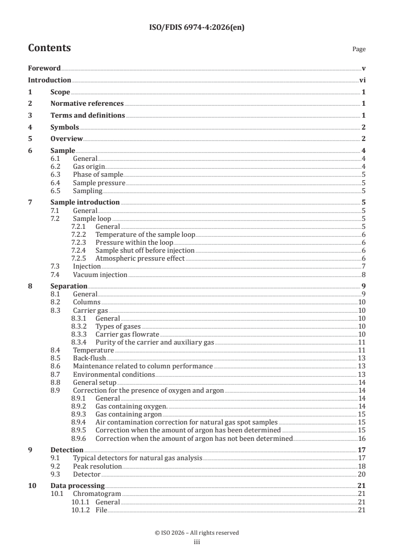 ISO/FDIS 6974-4 ISO/FDIS 6974-4 - Natural gas — Determination of composition and associated uncertainty by gas chromatography — Part 4: Guidelines and requirements for gas analysis - Page 3 preview