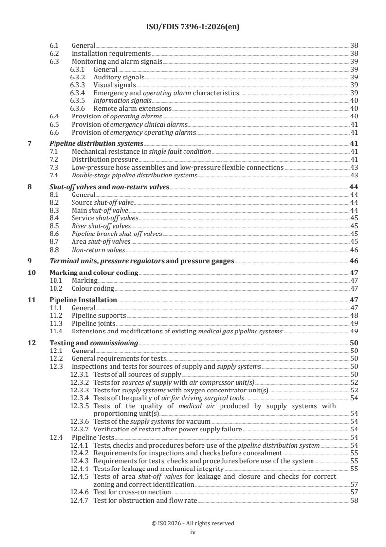 ISO/FDIS 7396-1 ISO/FDIS 7396-1 - Medical gas pipeline systems — Part 1: Pipeline systems for compressed medical gases and vacuum - Page 4 preview