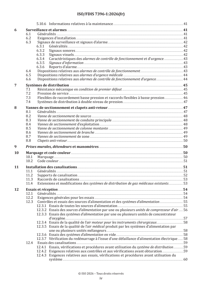 ISO/FDIS 7396-1 ISO/FDIS 7396-1 - Systèmes de distribution de gaz médicaux — Partie 1: Systèmes de distribution de gaz médicaux comprimés et de vide - Page 4 preview