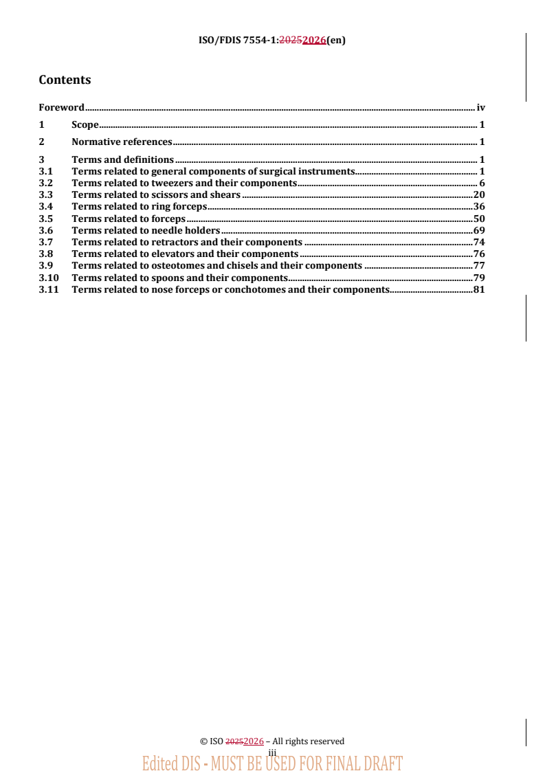 ISO/FDIS 7554-1 REDLINE ISO/FDIS 7554-1 - Surgical instruments — Terms, measuring methods and test methods — Part 1: Vocabulary - Page 3 preview